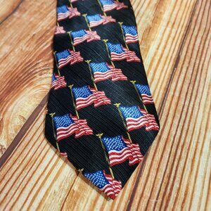 American Traditions Silk Tie American Flag Stars Stripes Patriotic Veteran USA